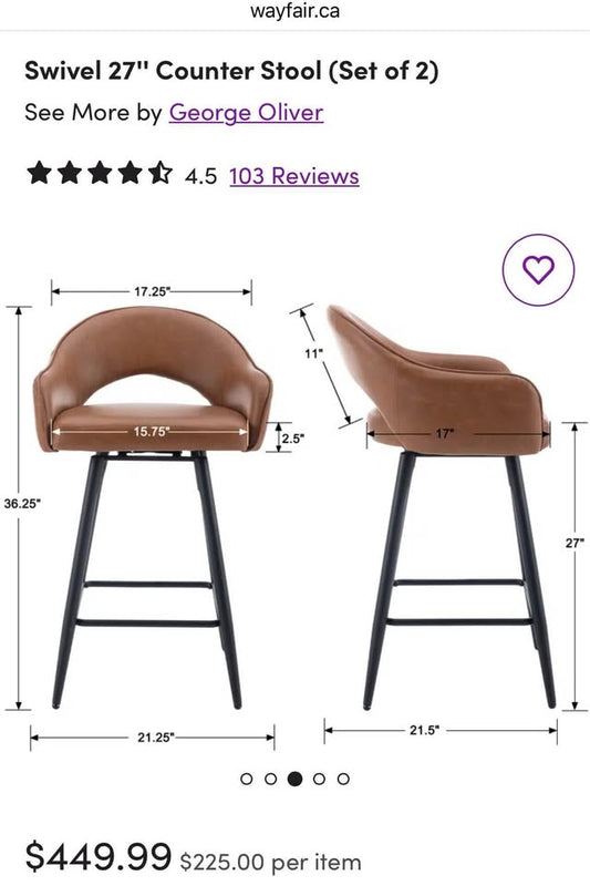 George Oliver Swivel 27'' Counter Stools