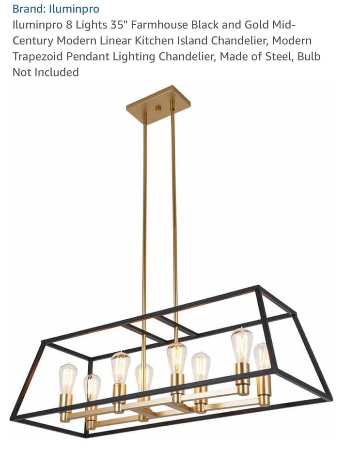 Farmhouse Black and Gold Mid-Century Chandelier