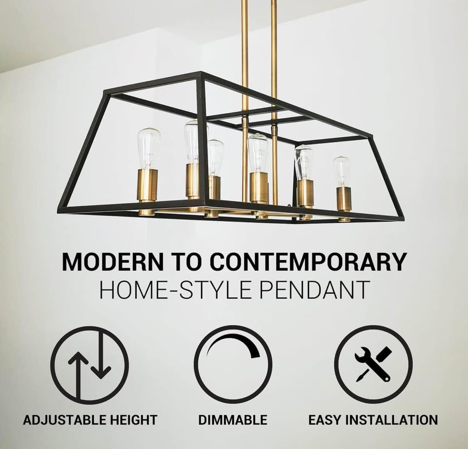 Farmhouse Black and Gold Mid-Century Chandelier