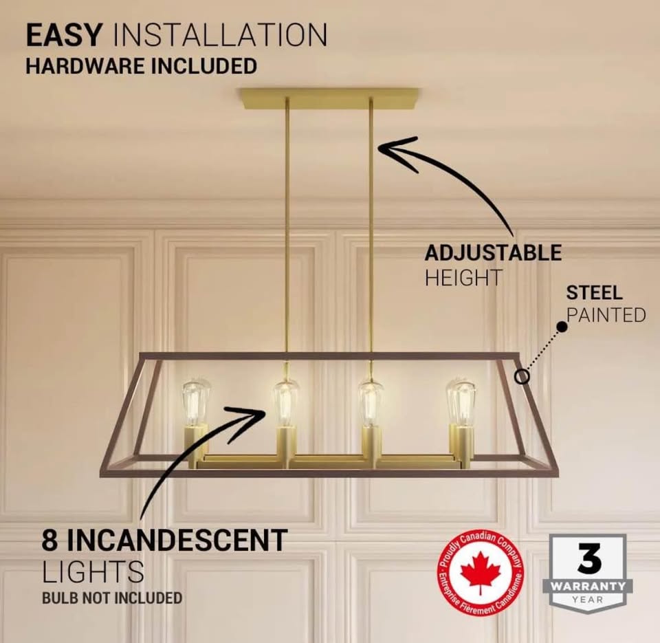 Farmhouse Black and Gold Mid-Century Chandelier