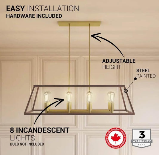 Farmhouse Black and Gold Mid-Century Chandelier