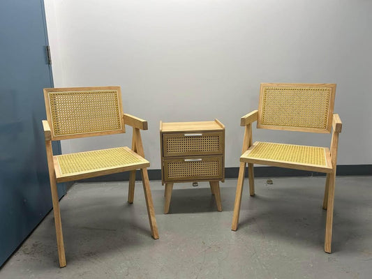 Set of Rattan Bamboo Chairs & Table