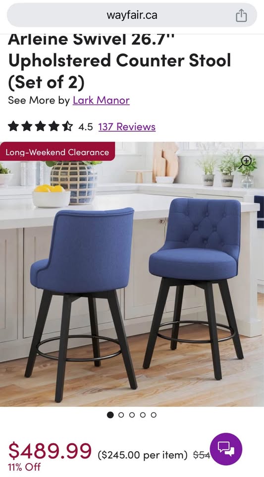 Arleine Swivel 26.7'' Upholstered Counter Stool