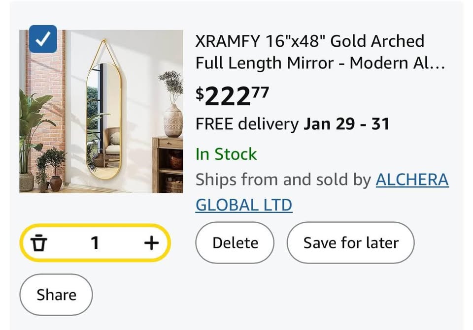Gold Arched Full Length Mirror