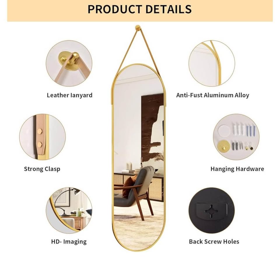 Gold Arched Full Length Mirror