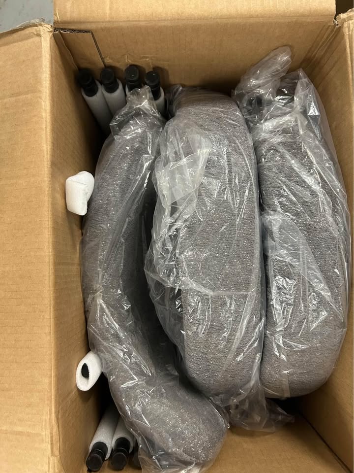4 grey boucle dining chairs