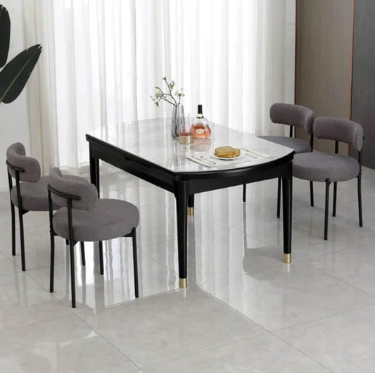 Grey boucle dining chairs (Set of 4)