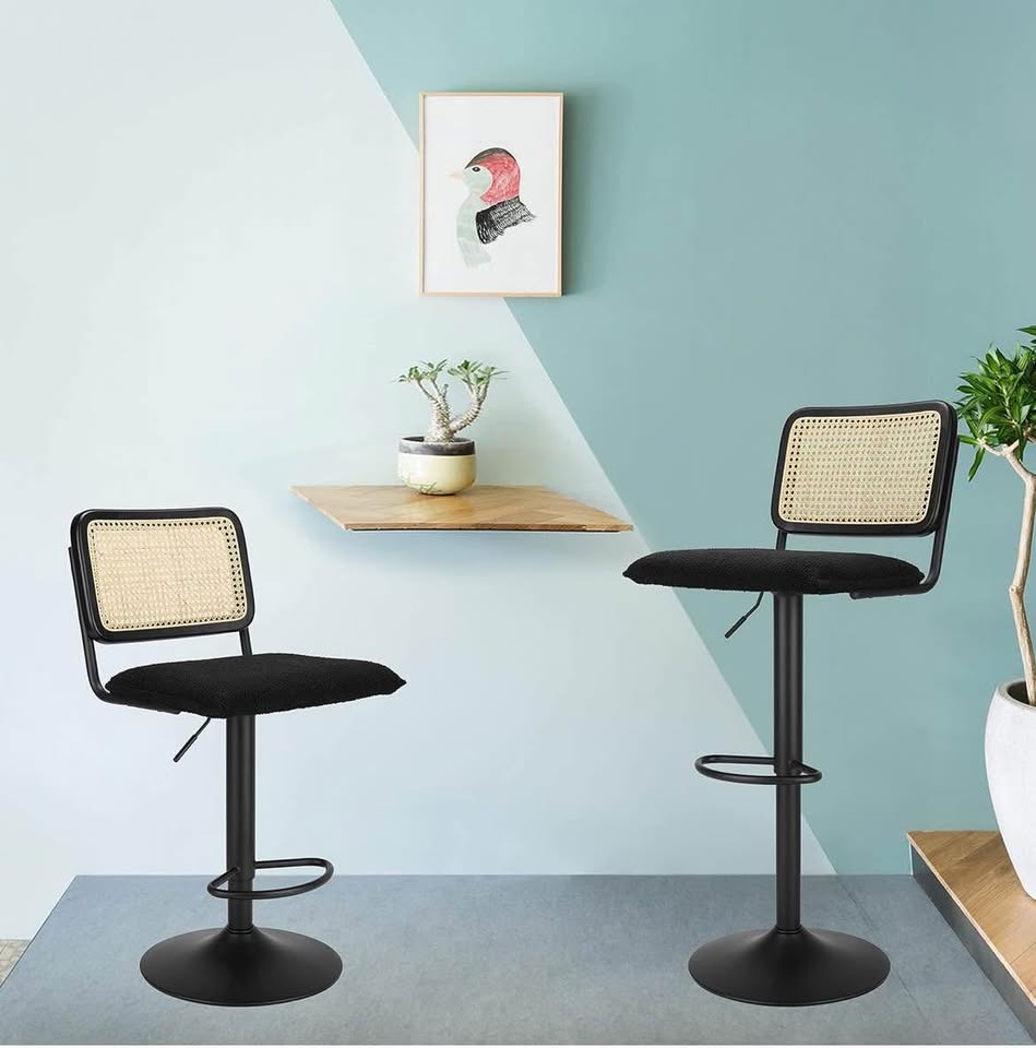 Brand New Rattan Boucle Bar Stools