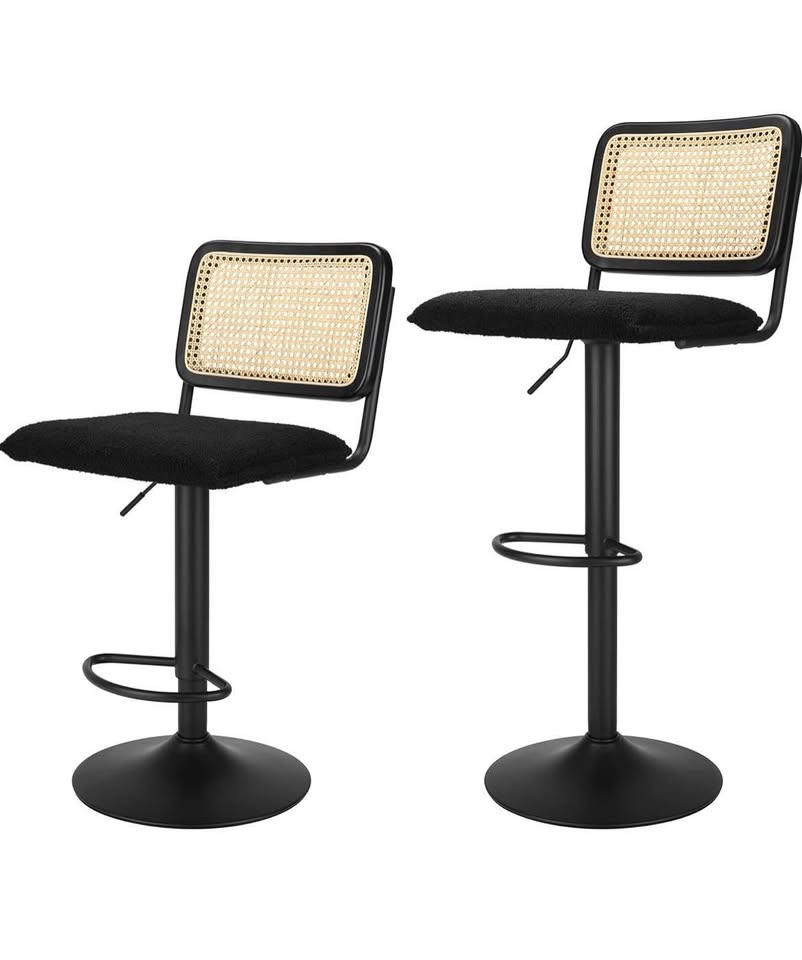 Brand New Rattan Boucle Bar Stools
