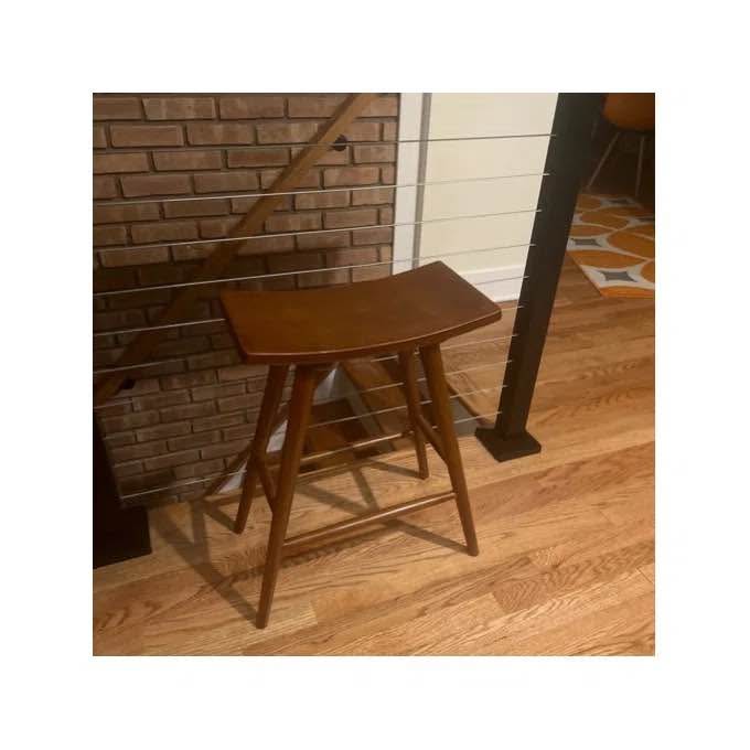 Mid Century Solid Wood Bar Stools (Set of 2)