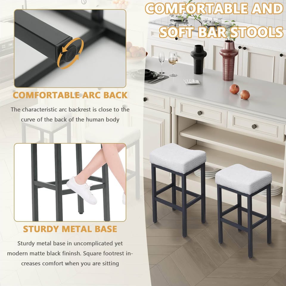 Grey Boucle Stools (set of 3 barstool)