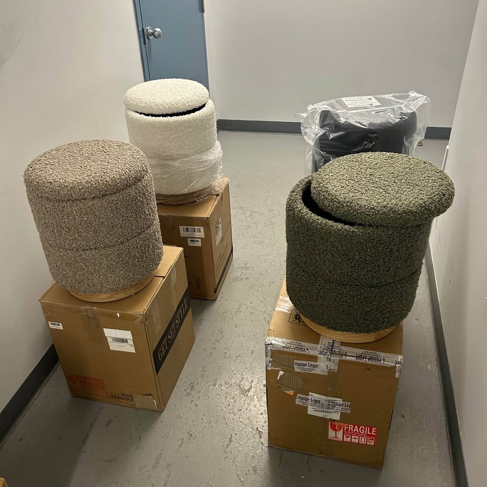 Brand new poufs and ottomans with storage
