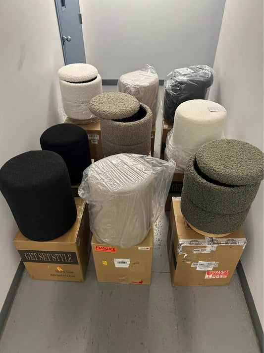 Brand new poufs and ottomans with storage