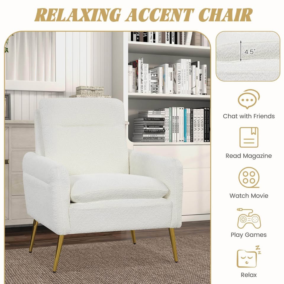 White Sherpa accent armchair