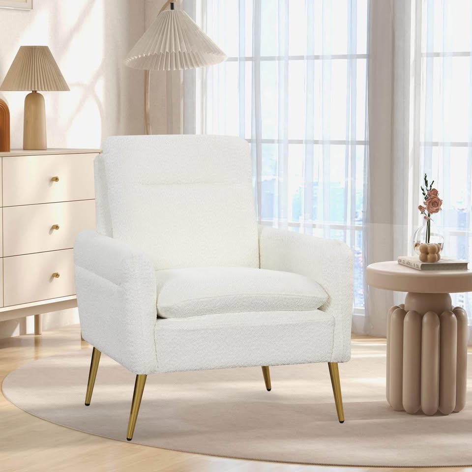 White Sherpa accent armchair