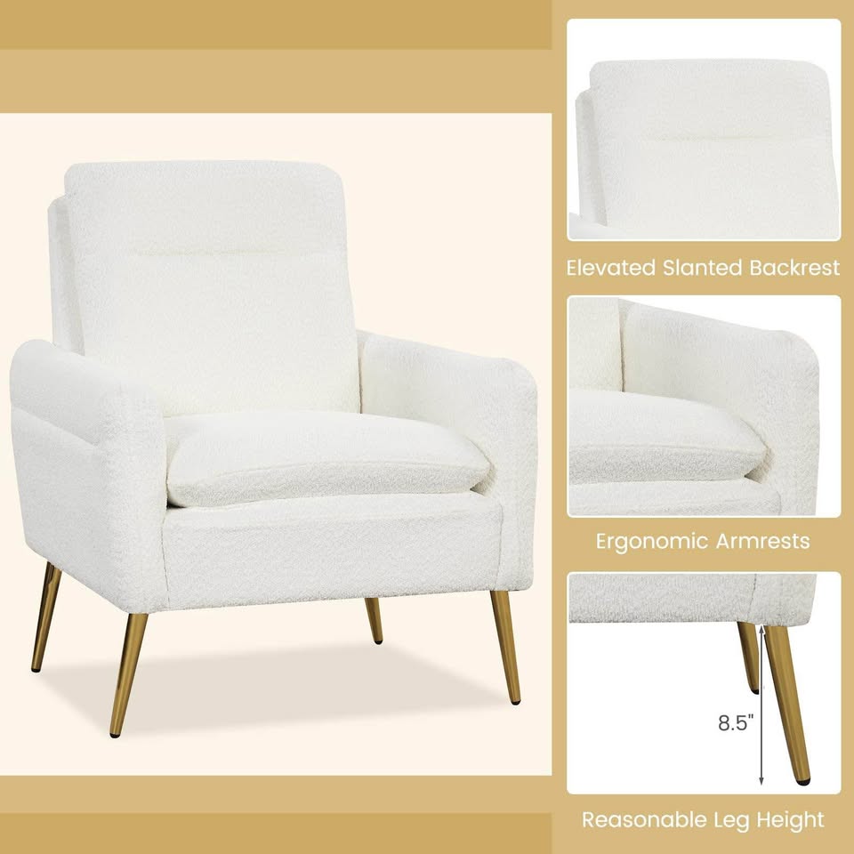 White Sherpa accent armchair