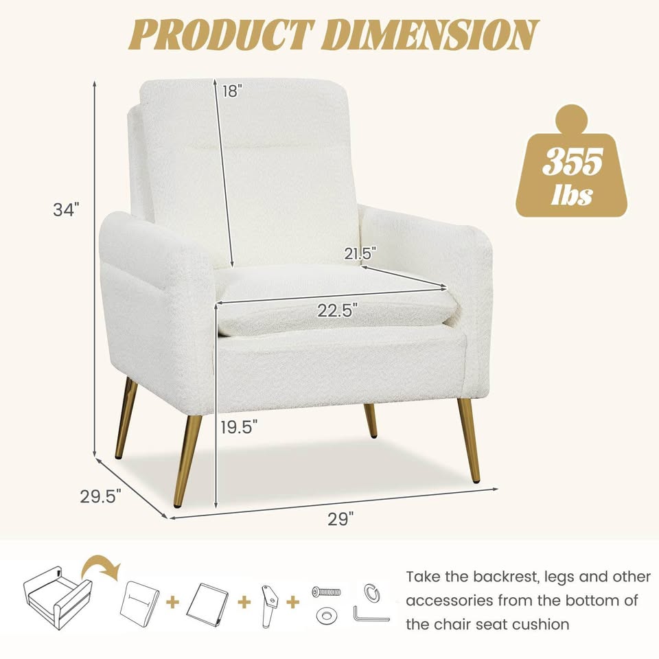 White Sherpa accent armchair