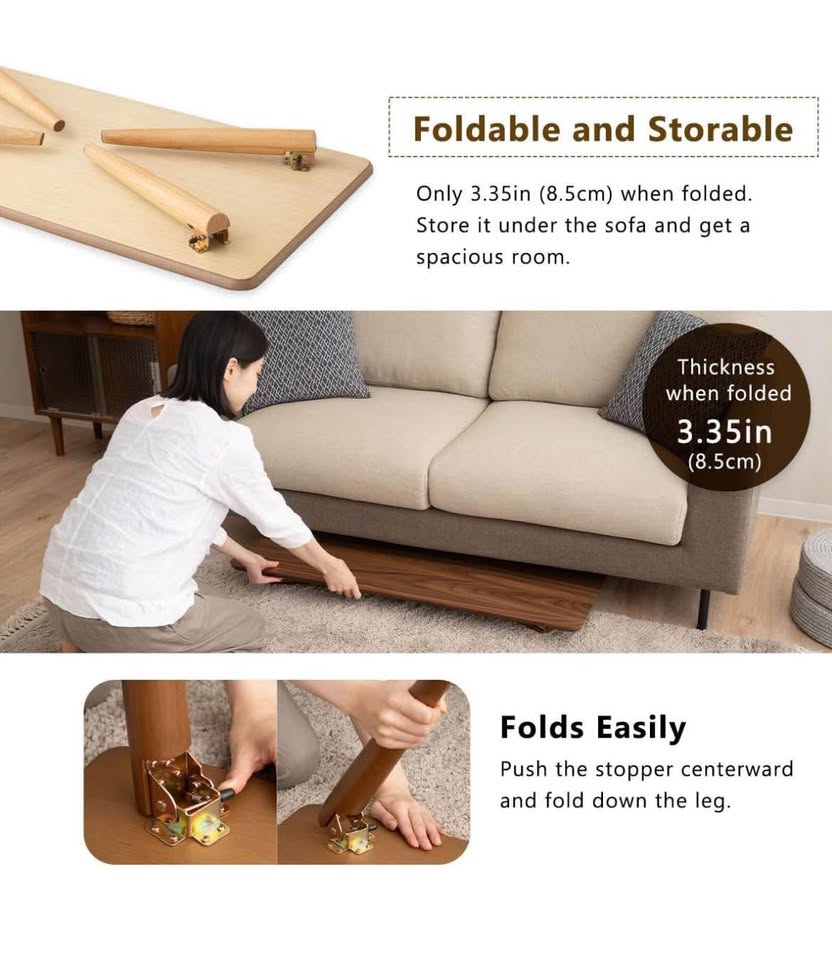 MOOR Wood Folding Coffee Table Rectangle Large (52x105cm)