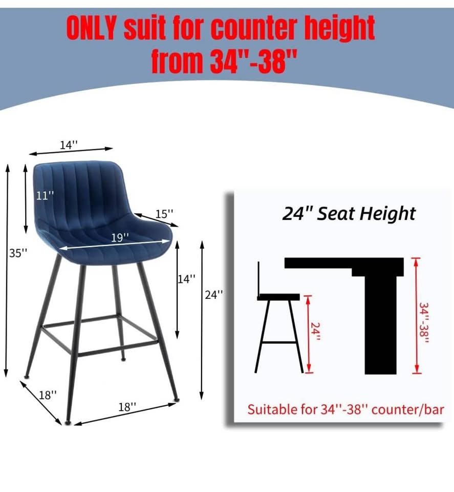 Stools - Velvet Barstools (set of 2) - Brand New in Box