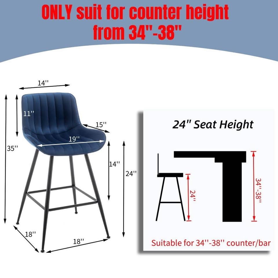 Stools - Velvet Barstools (set of 2) - Brand New in Box