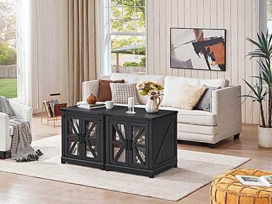 Brand new black end tables with charging stations (set of 2)
