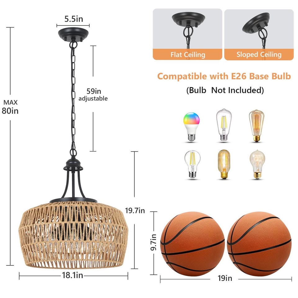 Rattan Boho Chandelier - Brand New in Box