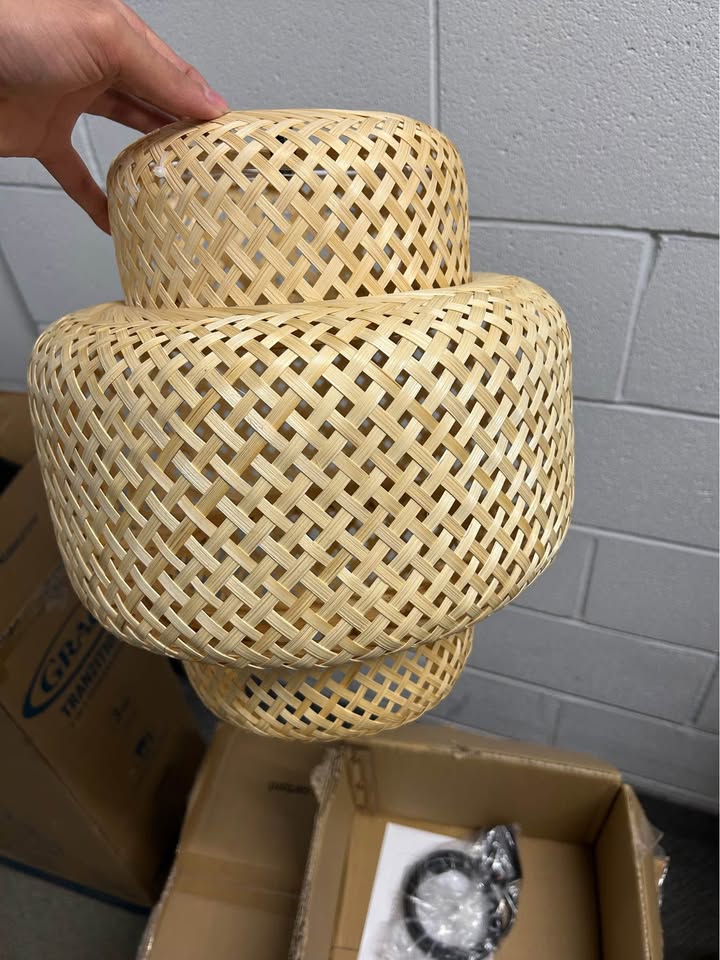 Rattan Bamboo Pendant - Brand New in Box
