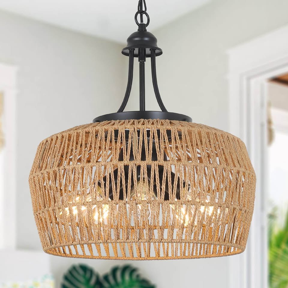 Rattan Boho Chandelier - Brand New in Box