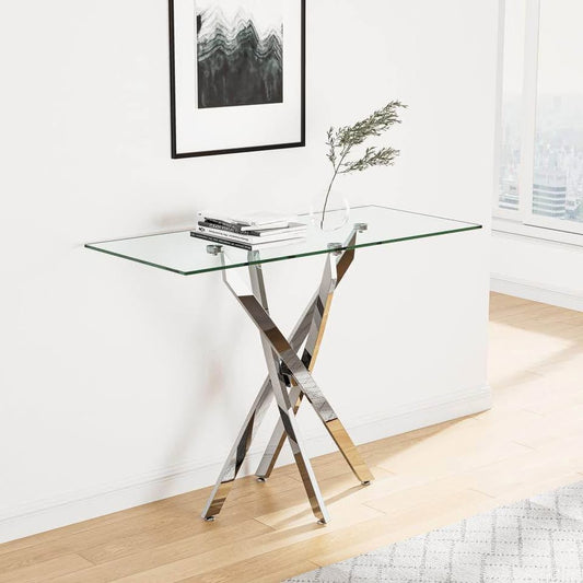 Brand new glass console table