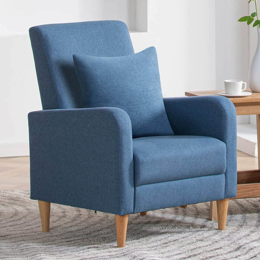 Brand new blue armchair with pillow