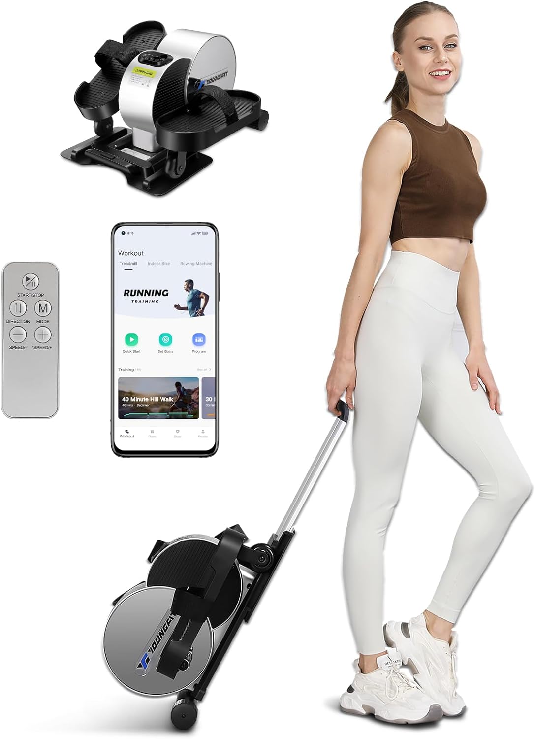 YOUNGFIT Under Desk Elliptical, Electric Seated Foot Pedal Exerciser