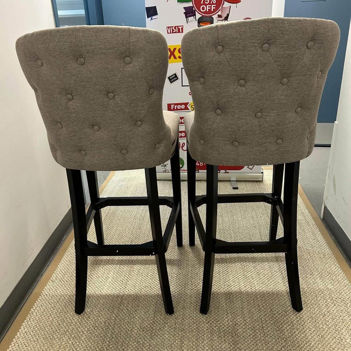 2 Brand New Jennifer Taylor Home Sonoma 30” Upholstered Armless Tufted Bar Stools