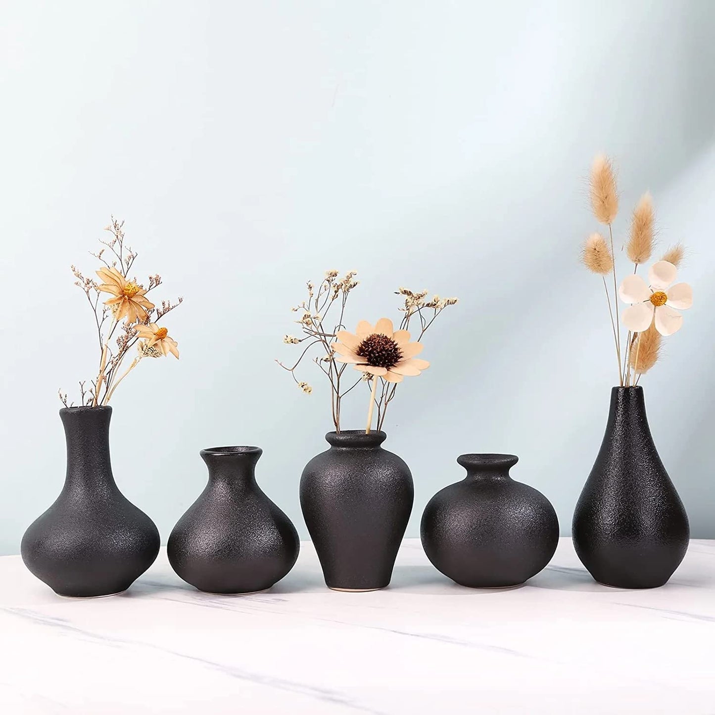 Set of 5 Tanvecle Small Ceramic Bud Vases