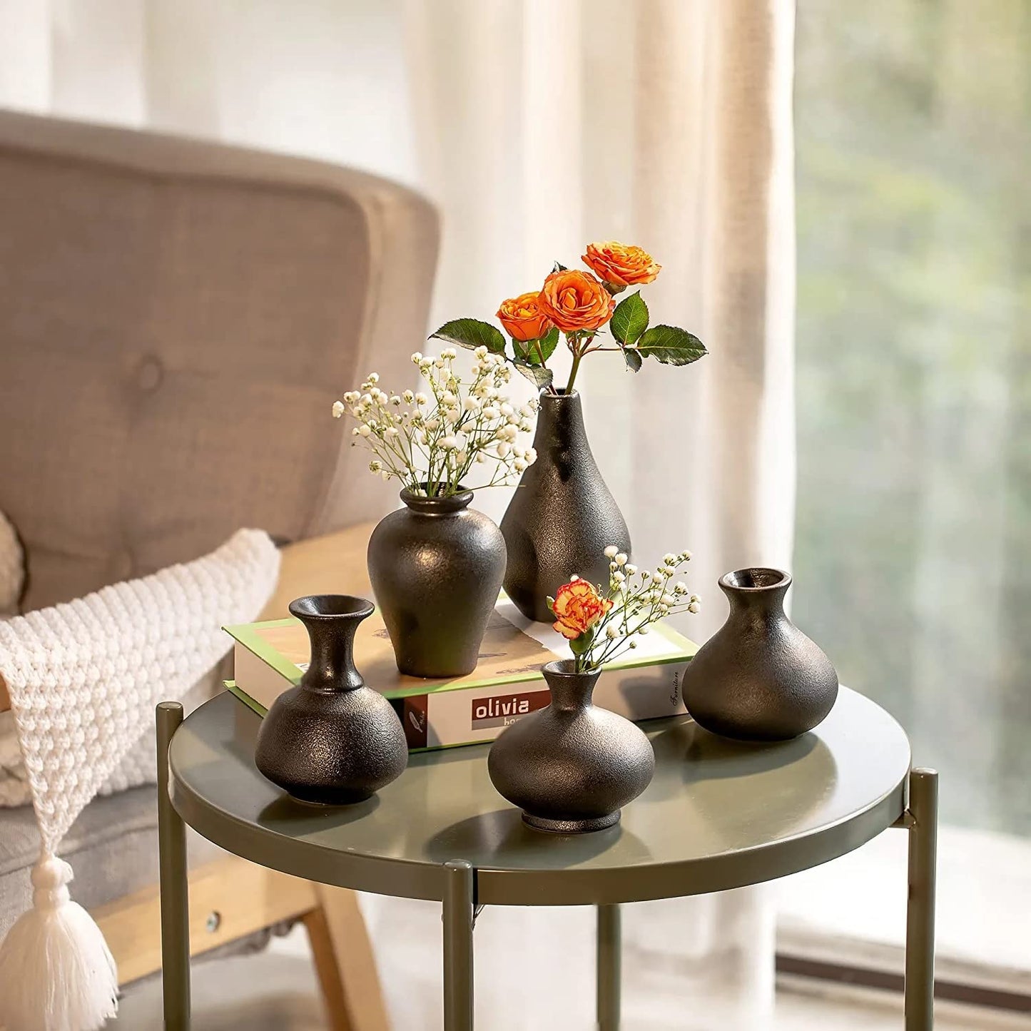 Set of 5 Tanvecle Small Ceramic Bud Vases