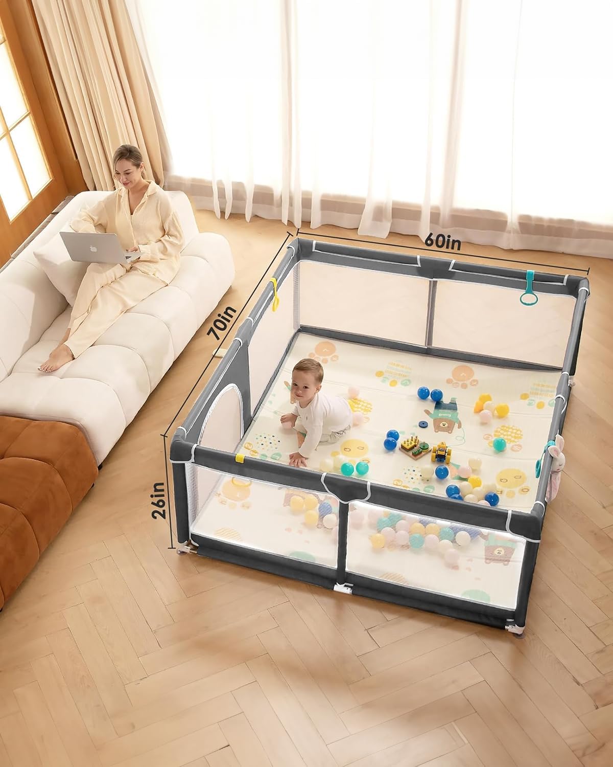 Playpen with Playmat 71X59