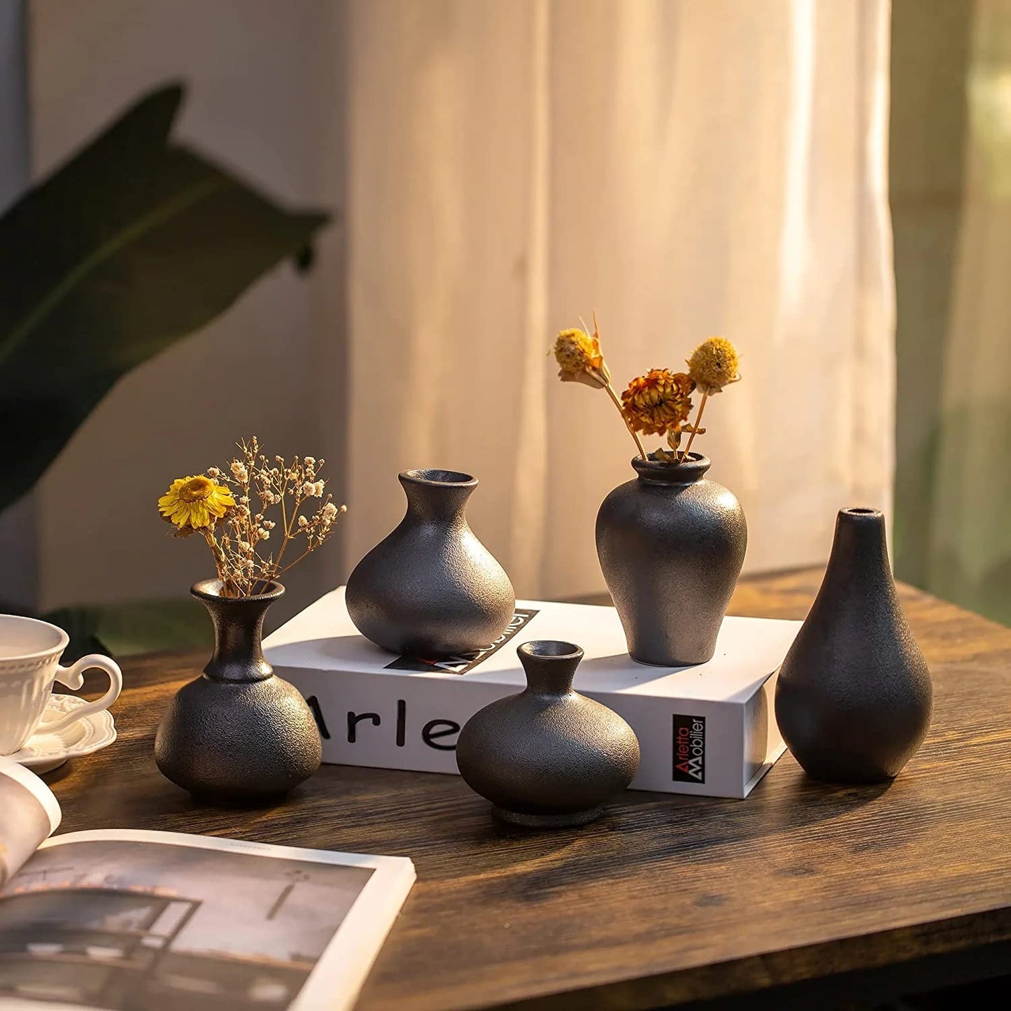 Set of 5 Tanvecle Small Ceramic Bud Vases