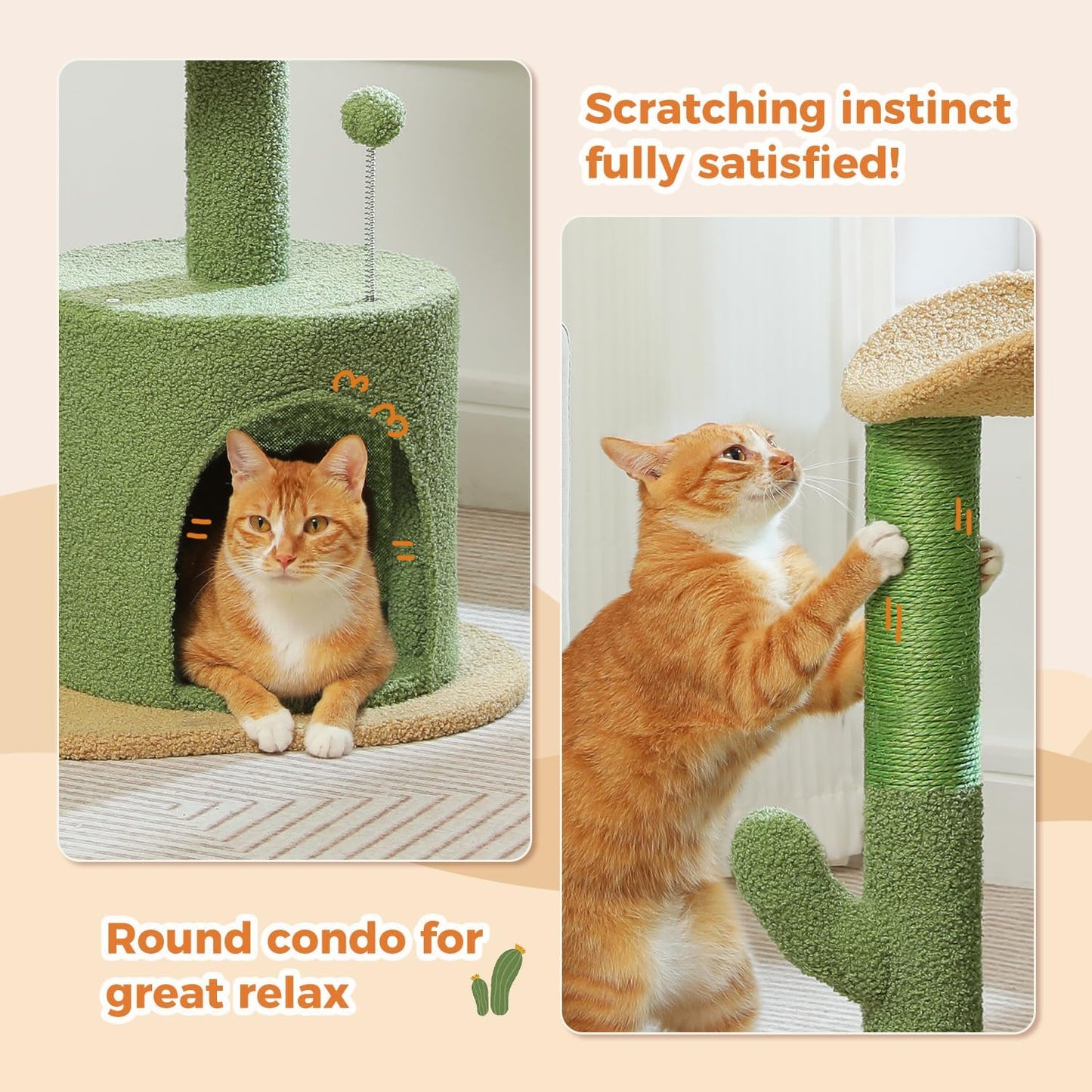 PAWZ Road Cat Tree 32 Inches Cactus Cat Tower