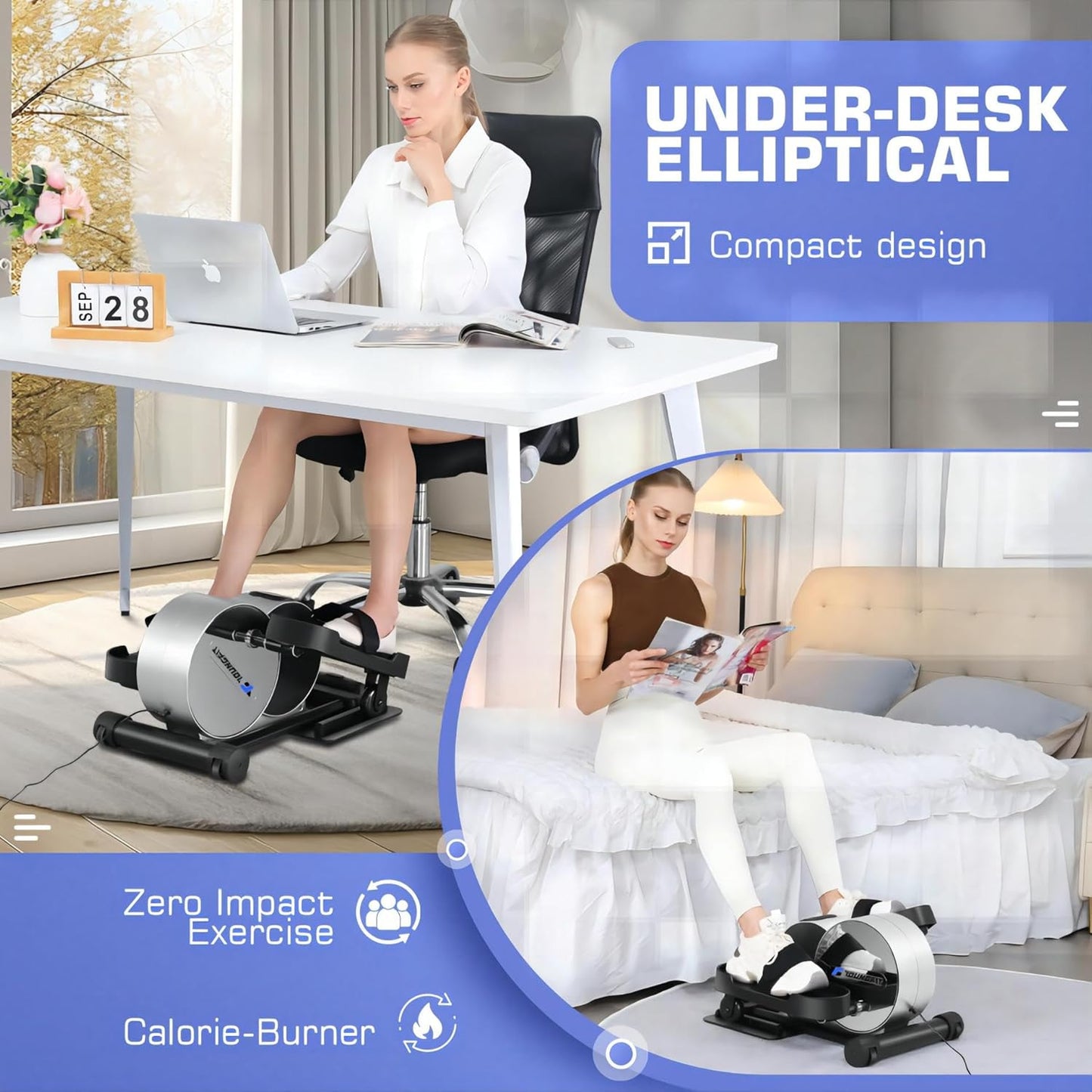 YOUNGFIT Under Desk Elliptical, Electric Seated Foot Pedal Exerciser