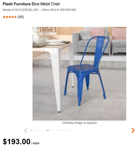 Flash Furniture Blue Metal Chairs
