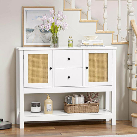 Brand new white rattan sideboard