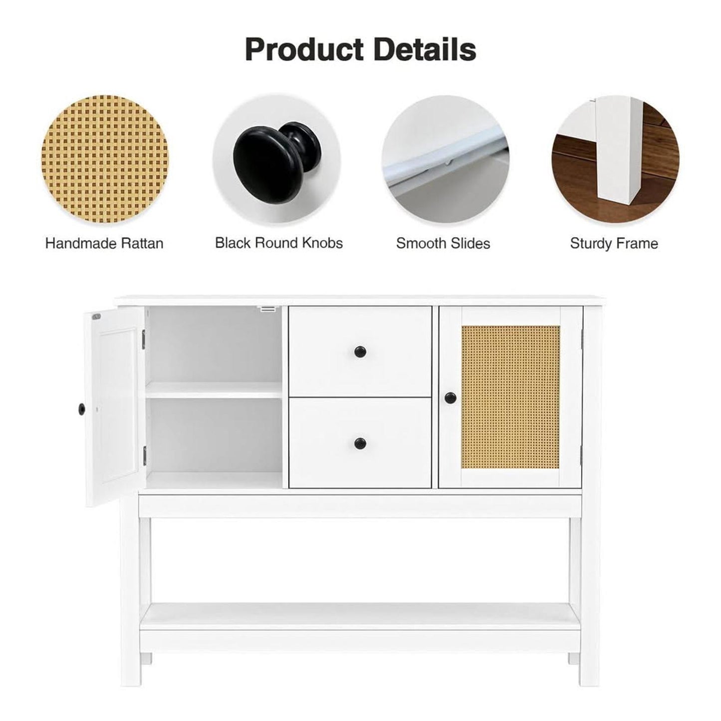Brand new white rattan sideboard