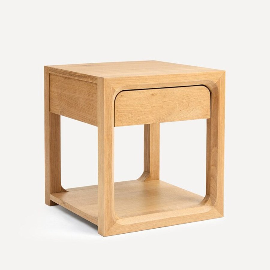 Minimal oak bedside table reference product photo