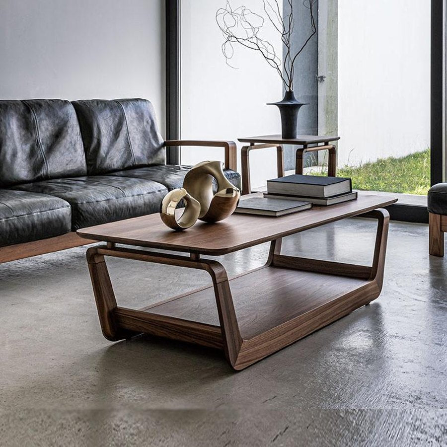 Walnut open-frame coffee table reference product photo