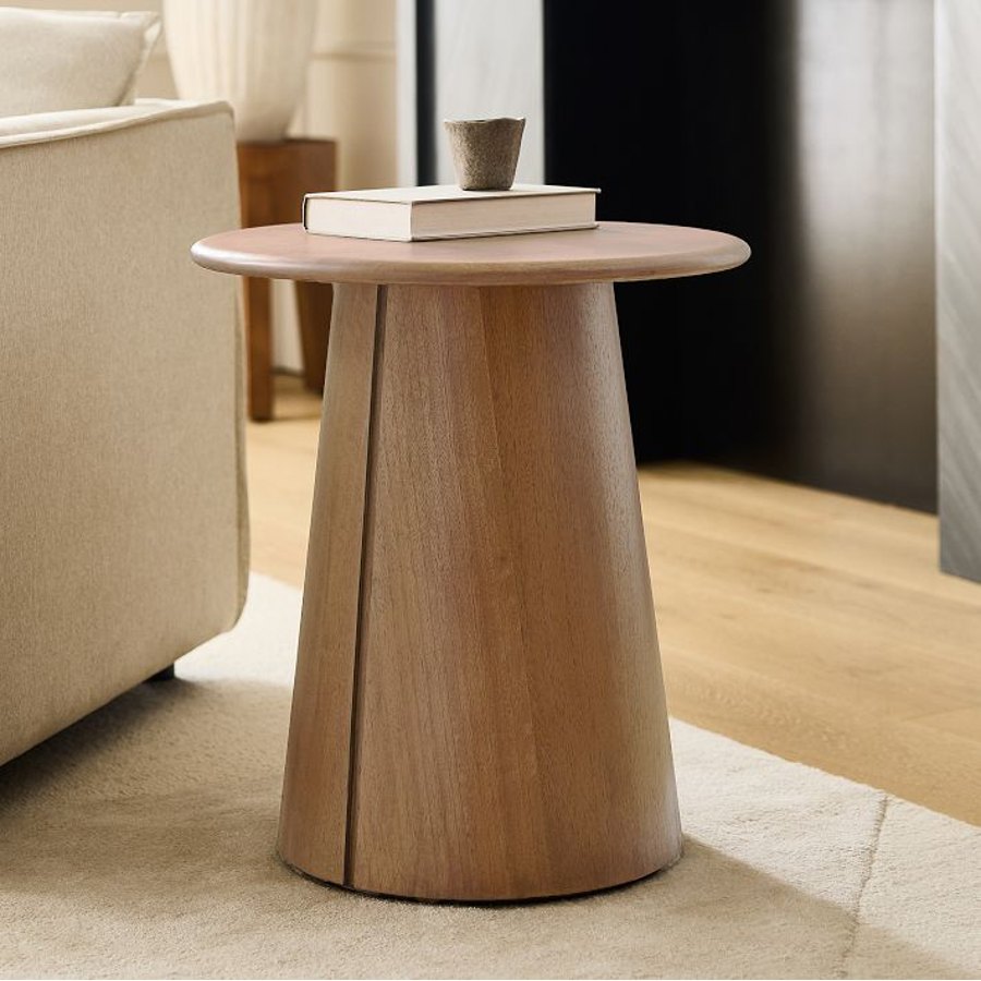 Round oak accent table reference product photo
